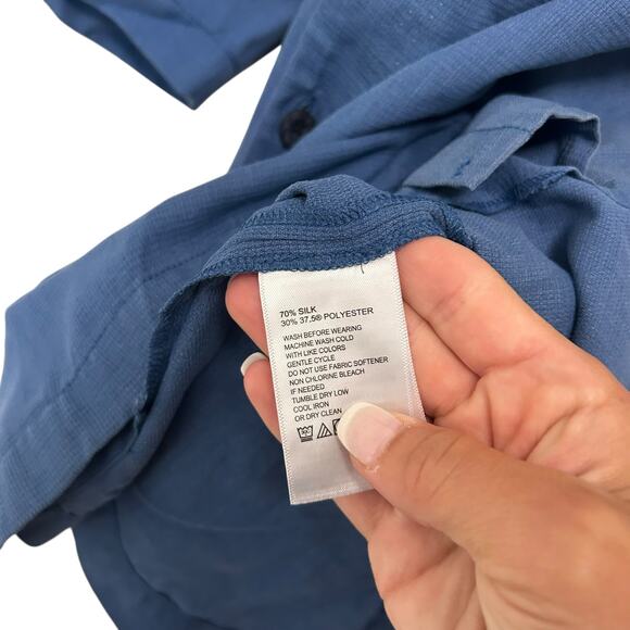 Tommy Bahama Blue Silk Blend Short Sleeve Button Down Sz L - Picture 5 of 6